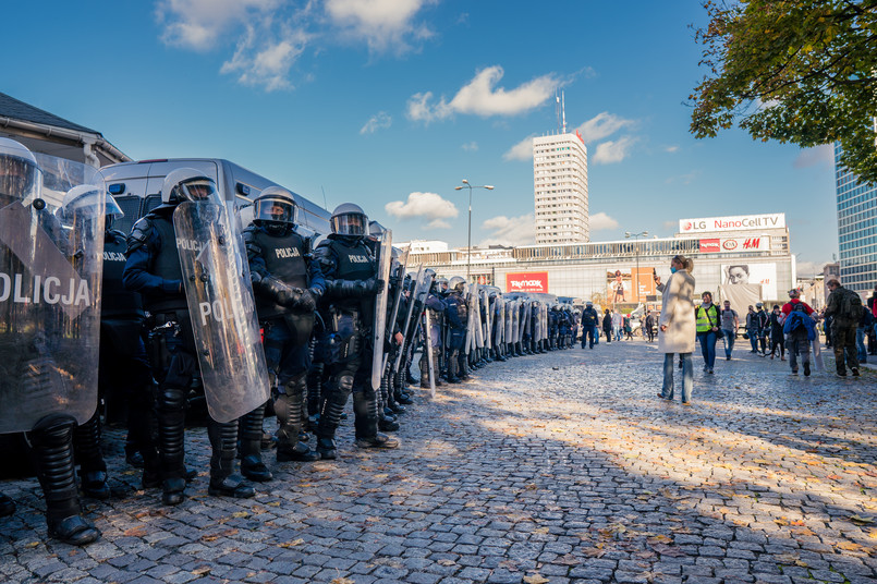 Protest w centrum Warszawy (fot. Justyna Karpińska)