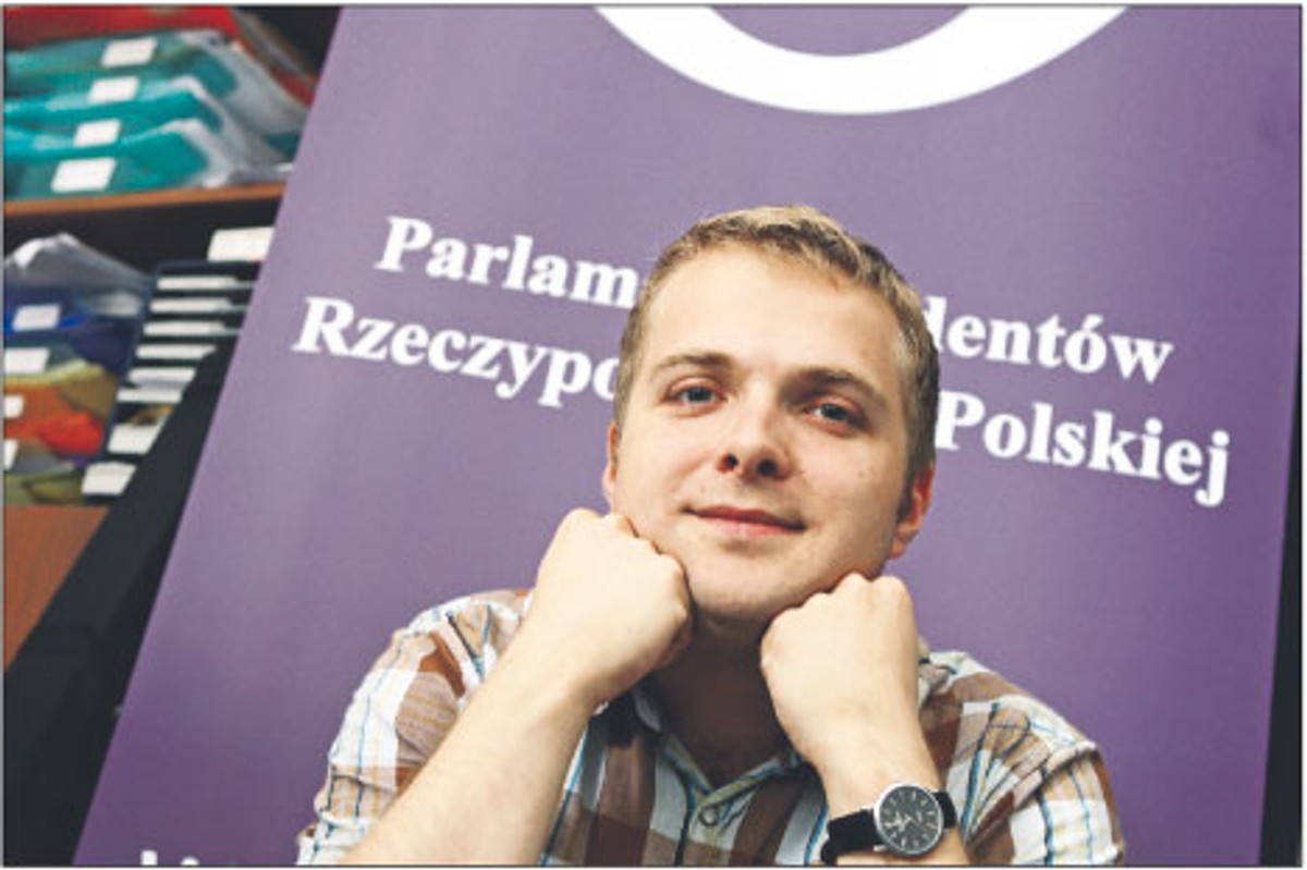 Bartłomiej Banaszak, przewodniczący Parlamentu Studentów Rzeczypospolitej Polskiej, który reprezentuje stanowisko studentów w pracach nad reformą szkolnictwa wyższego Fot. Wojciech Górski