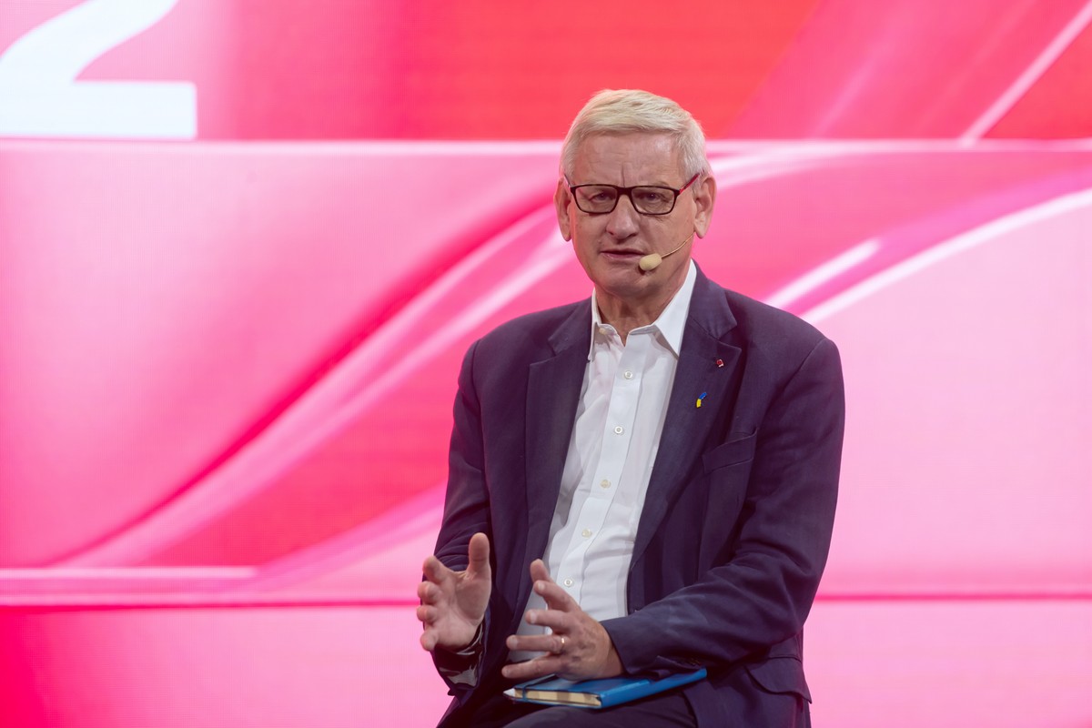 Poznań, 11.05.2022. Były premier Szwecji Carl Bildt podczas kongresu Impact'22.