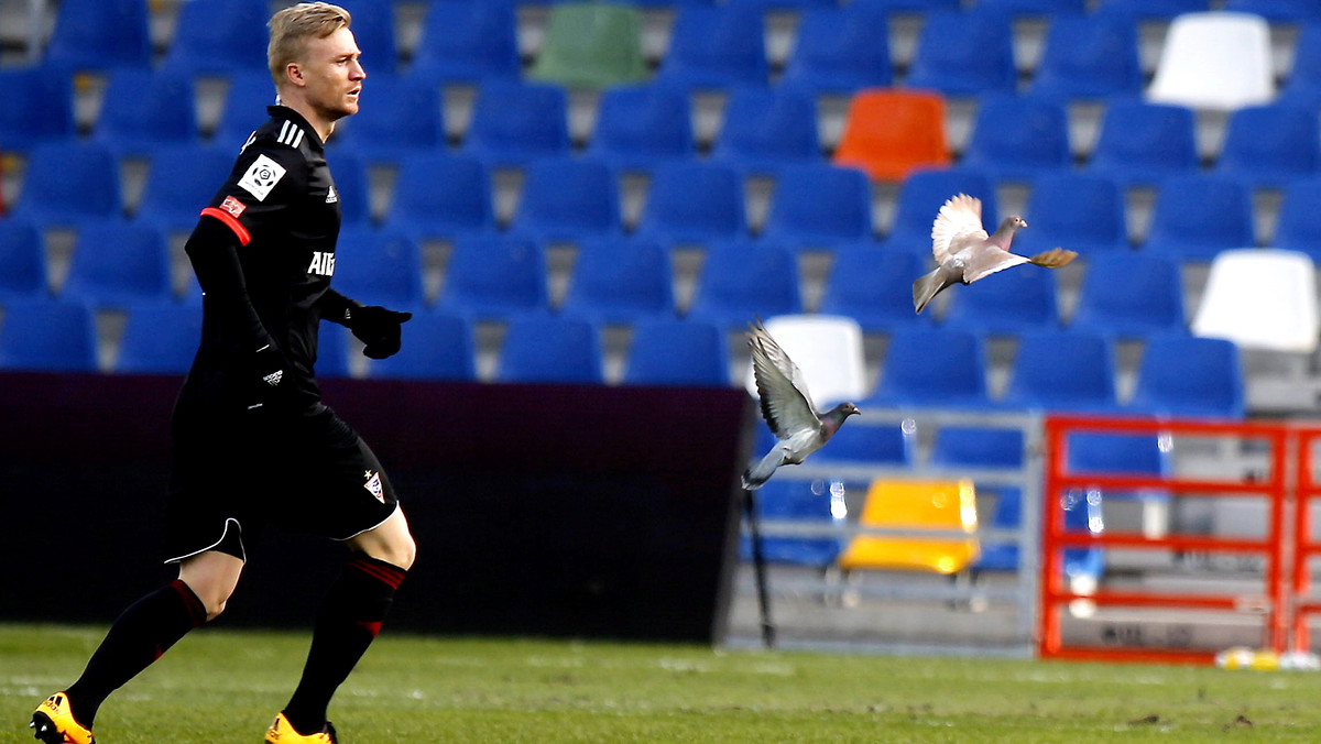 PIŁKA NOŻNA LIGA POLSKA PODBESKIDZIE GÓRNIK ZABRZE (Piłkarz Górnika Mariusz Magiera i gołębie )