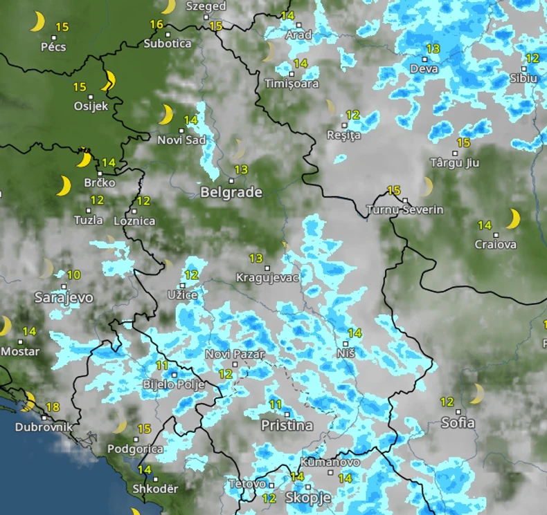 Kretanje nevremena u ponoć 29 maja