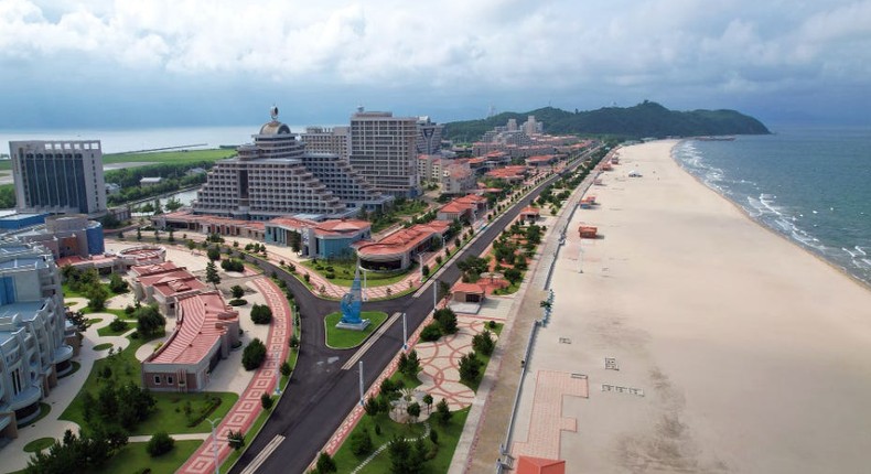 North Korea has been building luxury hotels near the beach to attract tourists to the resort.KCNA