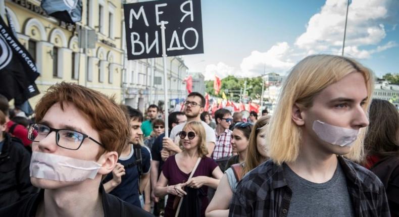 Around 1,000 people demonstrated in Moscow against Russian government controls on the internet