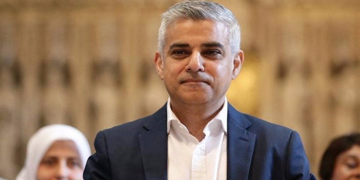 Sadiq Khan at the signing ceremony for the newly elected mayor of London, in Southwark Cathedral, London.