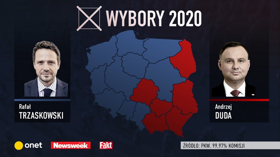 Wyniki wyborów prezydenckich 2020 według województw