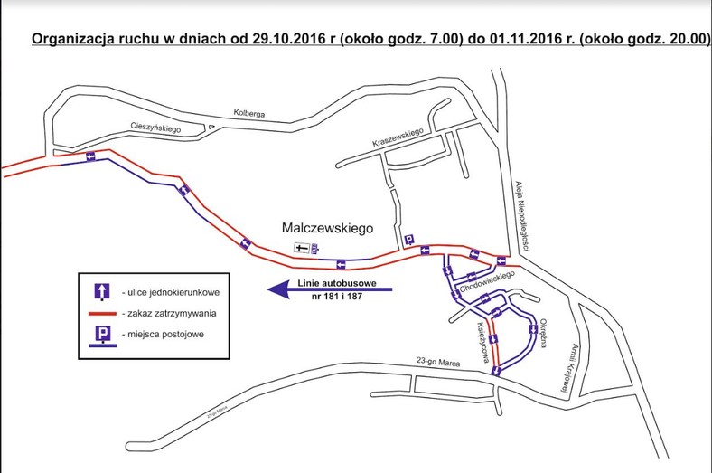 Organizacja ruchu przy cmentarzu na Malczewskiego w Sopocie