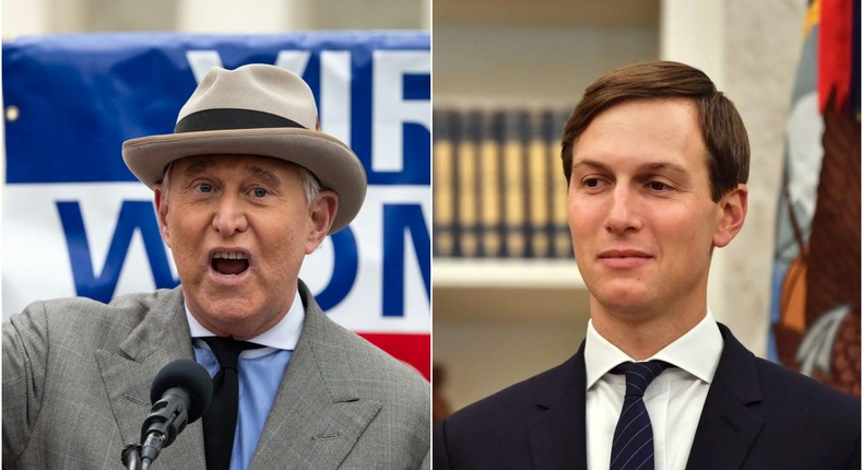 Republican strategist Roger Stone (L), Donald Trump's son-in-law Jared Kushner (R).