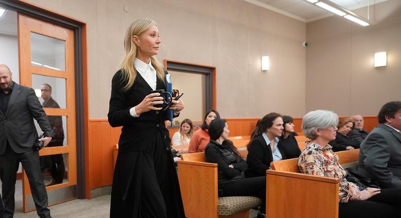 Gwyneth Paltrow enters the courtroom for her trial, Monday, March 27, 2023, in Park City, Utah(AP Photo/Rick Bowmer, Pool