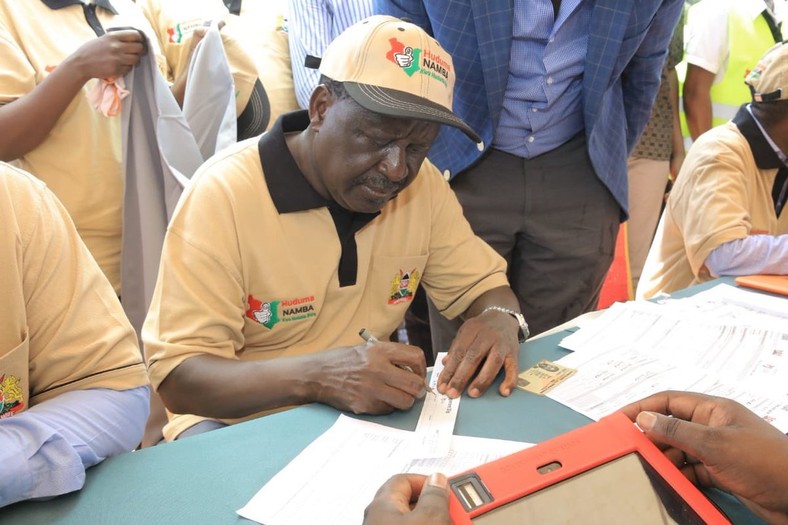 AU envoy Raila Odinga registering for Huduma Namba 