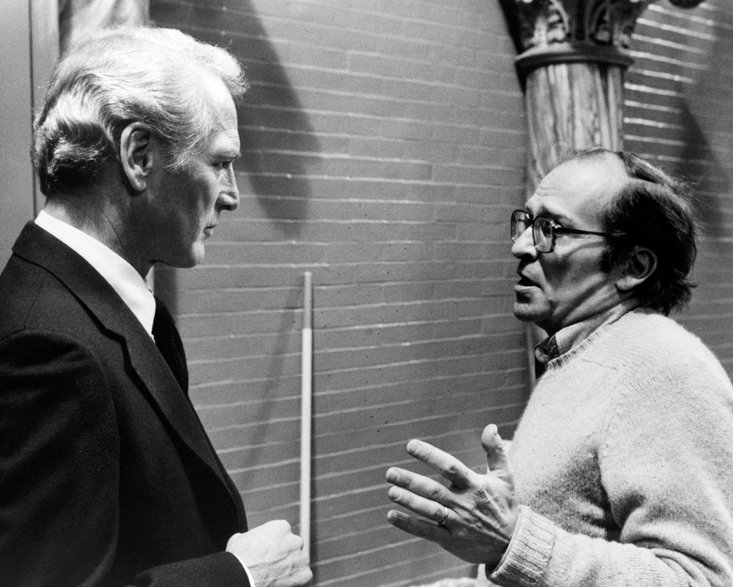 Paul Newman i Sidney Lumet na planie "Werdyktu"