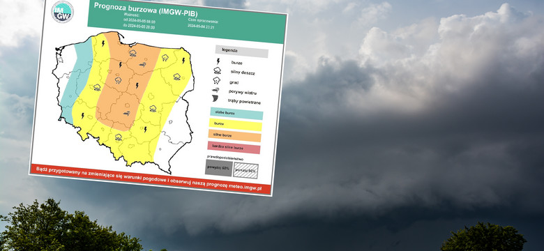 IMGW ostrzega przed nawałnicami. Spadnie grad i powieje nawet 100 km na godz.
