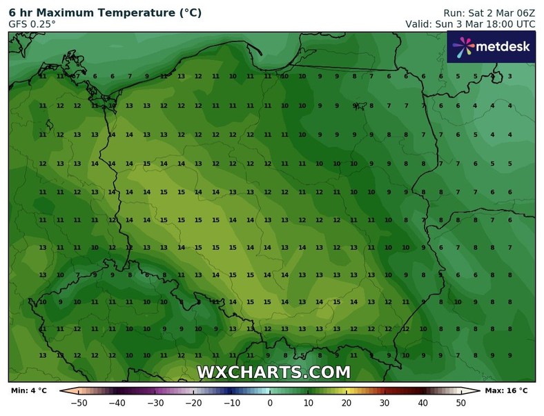 Na północnym wschodzie temperatura nie przekroczy 6-7 st. C