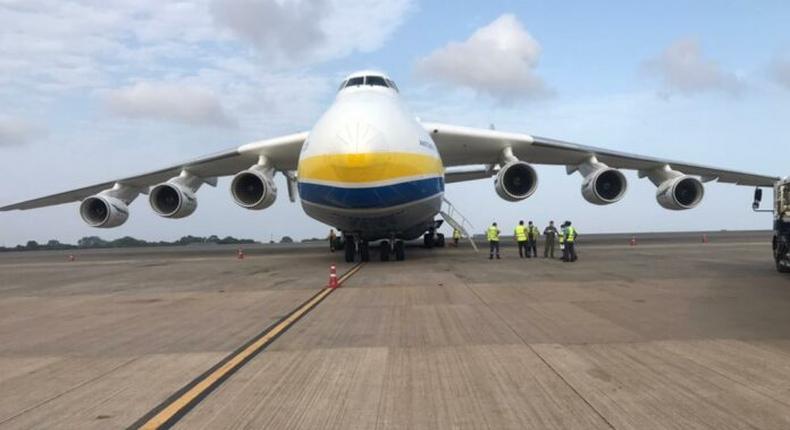 The “Antonov An-225 Mriya at the Kotoka International Airport in Accra