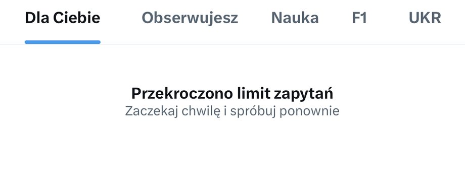 Twitter nie działa prawidłowo.