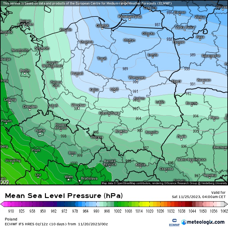 Do piątku ciśnienie spadnie o ok. 30-40 hPa