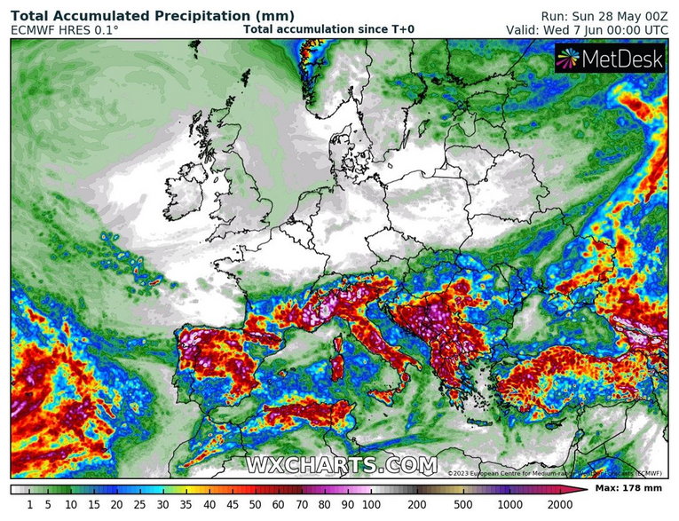 W najbliższych dziesięciu dniach padać ma głównie na południu Europy