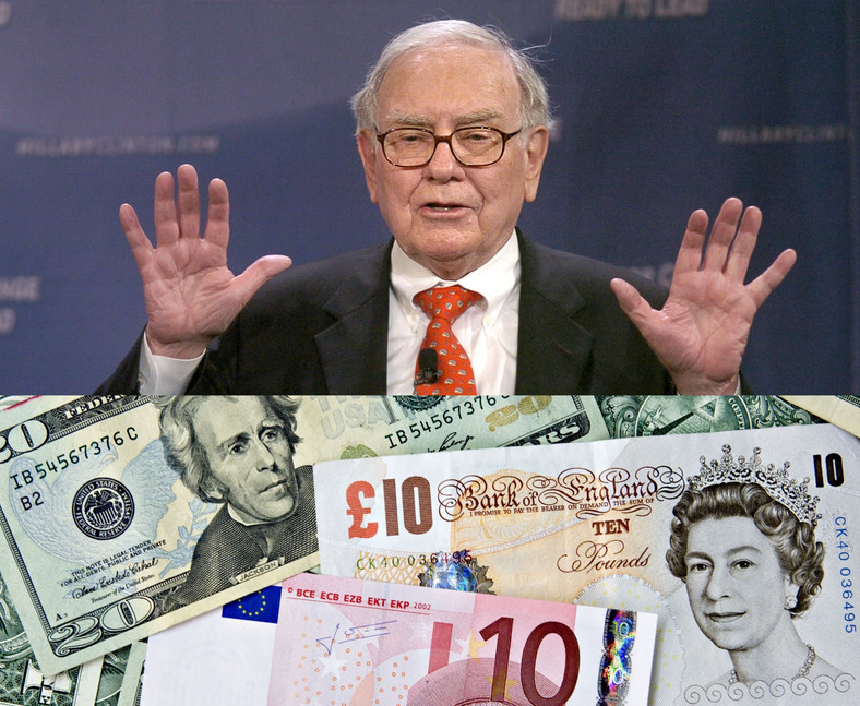 Buffett i pieniądze, fot. Forsal, żródło Bloomberg, Shutterstock