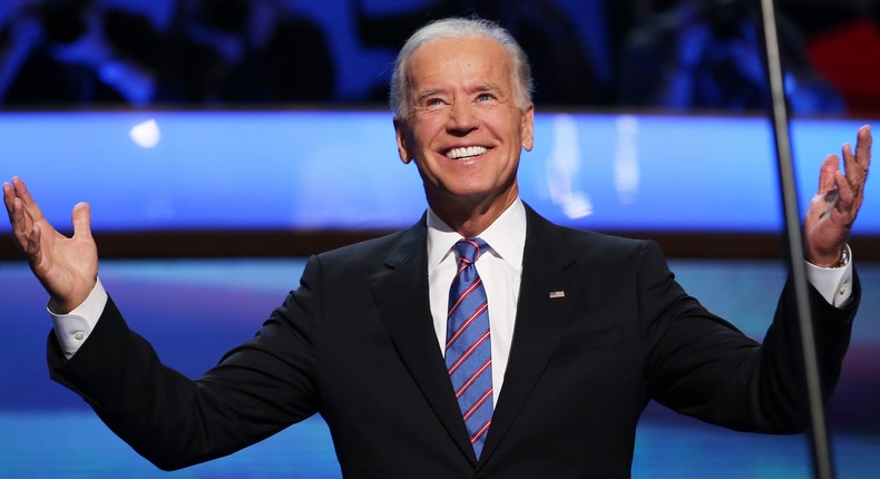 CHARLOTTE, NC - SEPTEMBER 06: Democratic vice presidential candidate, U.S. Vice President Joe Biden walks on stage during the final day of the Democratic National Convention at Time Warner Cable Arena on September 6, 2012 in Charlotte, North Carolina. The DNC, which concludes today, nominated U.S. President Barack Obama as the Democratic presidential candidate. (Photo by Chip Somodevilla/Getty Images)