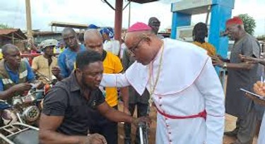 Bishop shares free fuel to okada riders in Enugu to ease hardship