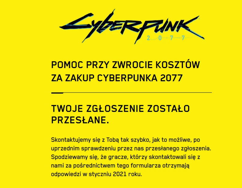 Cyberpunk 2077 PS4 - zwrot gry u CD Projekt RED