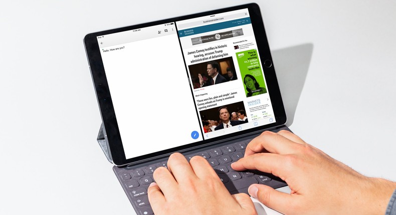 ipad pro 10.5 inch typing on keyboard