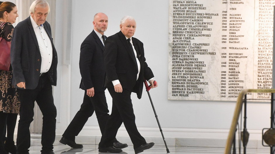 Wicemarszałek Sejmu Ryszard Terlecki i prezes PiS Jarosław Kaczyński w Sejmie