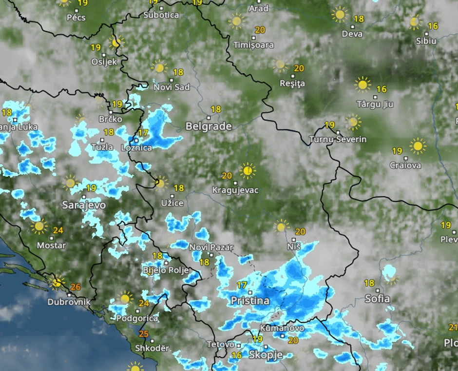 Kretanje kiše danas u 13 časova