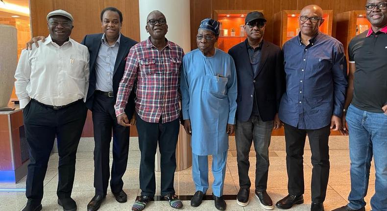 Obasanjo, Obi meet 'team Wike' in London. [Facebook:Olalekan Adetayo]