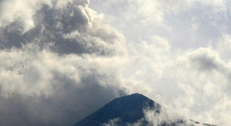 The Volcano of Fire is seen from Alotenango municipality, Sacatepequez department, about 30 km southwest of Guatemala City, as it erupts on May 5, 2017