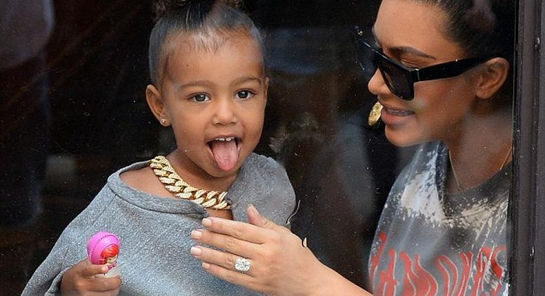 North West making faces with mum Kim Kardashian