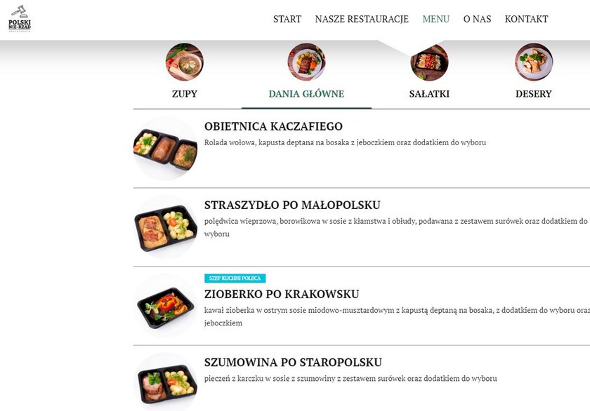 Menu Polskiego Nie-Rządu jest polskie, tradycyjne, ale nazwy potraw - oryginalne.