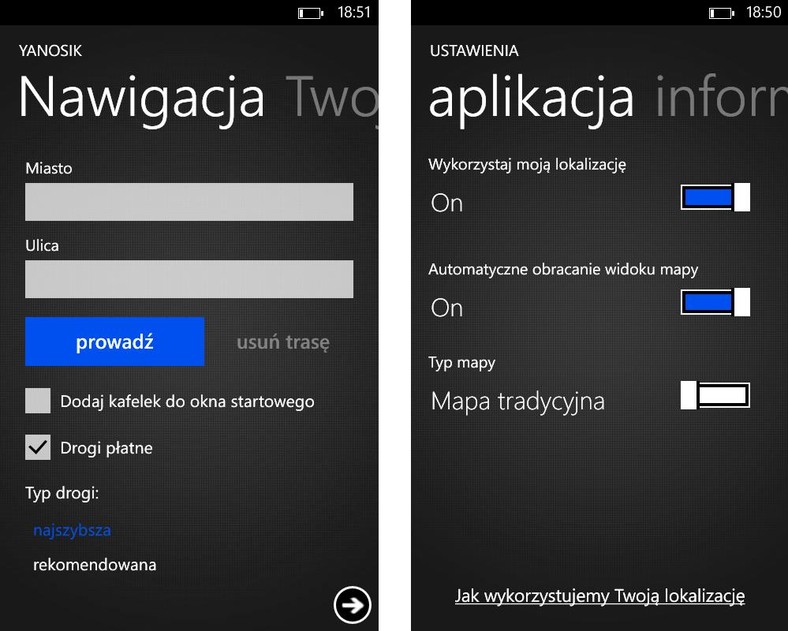 Jak prowadzi Yanosik z Windows