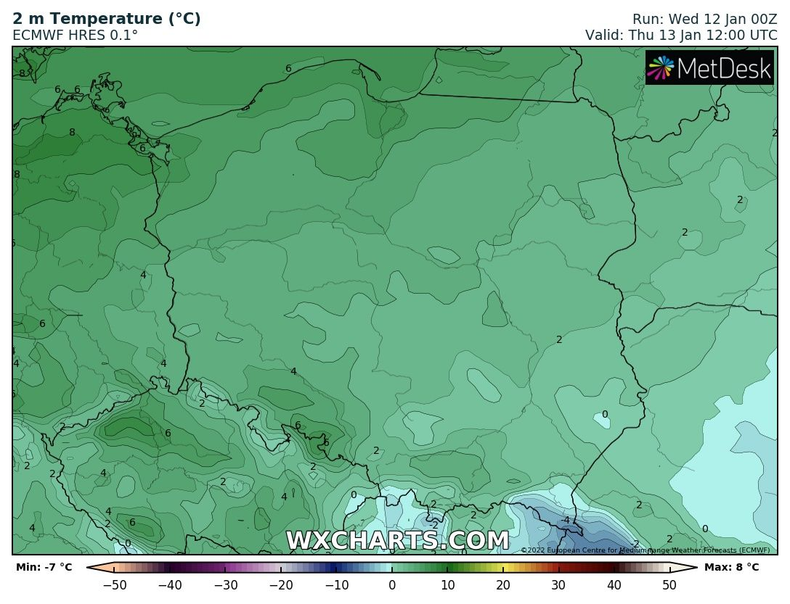 Temperatura niemal w całej Polsce wzrośnie powyżej 0 st. C