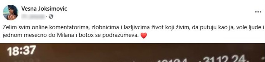 Vesna Joksimović, objava