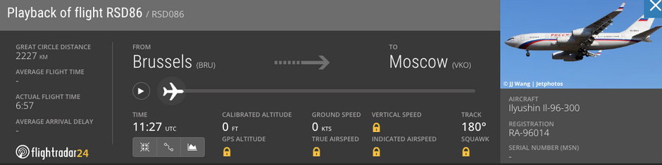 Nowa trasa Iljuszyna Ił-96, który odebrał rosyjskich dyplomatów z Brukseli