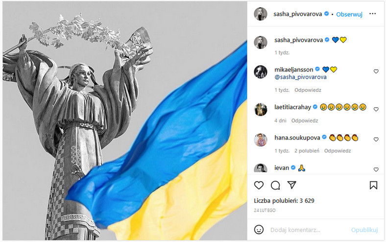 Sasha Pivovarova wspiera Ukrainę