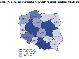 Najwięcej wolnych miejsc pracy jest na Mazowszu. Najmniej - na Opolszczyźnie