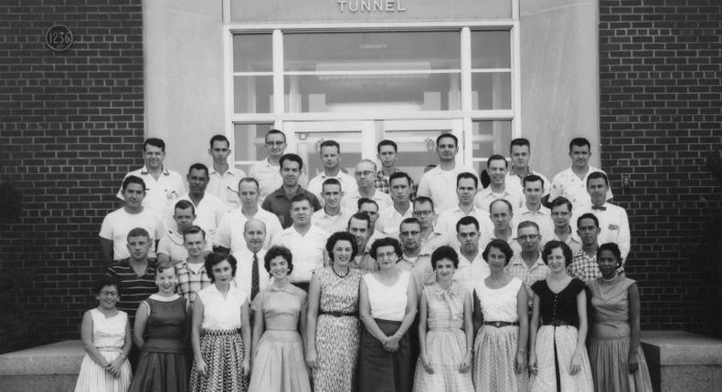 NASA has renamed its Washington headquarters for trailblazing black mathematician and engineer Mary Jackson (first row, far right) -- seen here in an undated photo from the US space agency