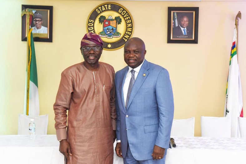 Ambode played host to bitter rival Sanwo-olu in his office 