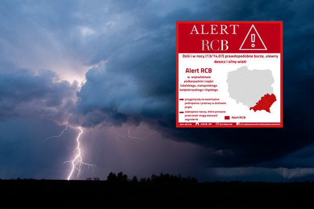 Alert RCB dla 5 województw. Burze, ulewy i silny wiatr