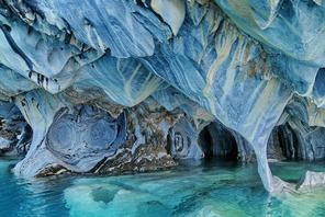Underground lake in marble cave, Lake General Carrera, Chile