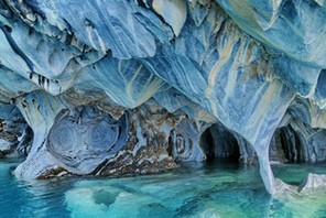 Underground lake in marble cave, Lake General Carrera, Chile