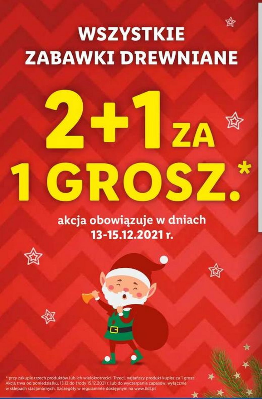 Lidl promocja na drewniane zabawki 2+1 za grosz od 13 do 15 grudnia 2021