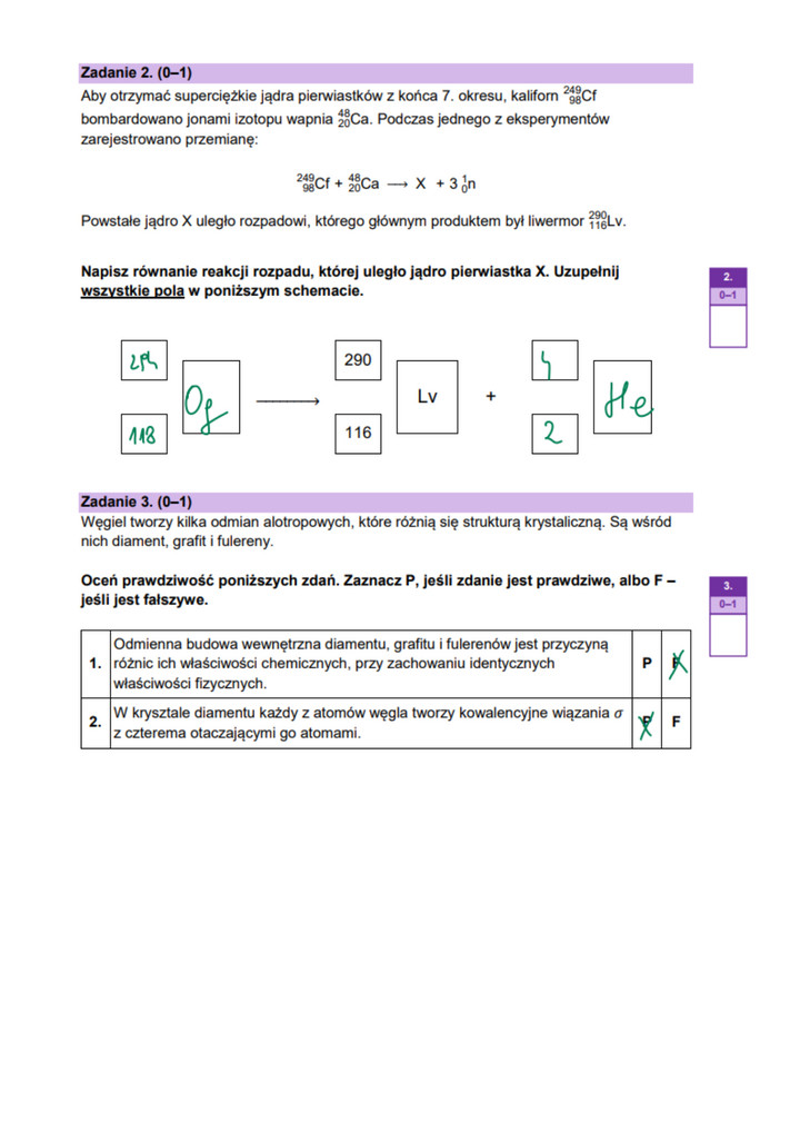 Rozszerzona matura z chemii 2023 - rozwiązane zad. 2 i 3