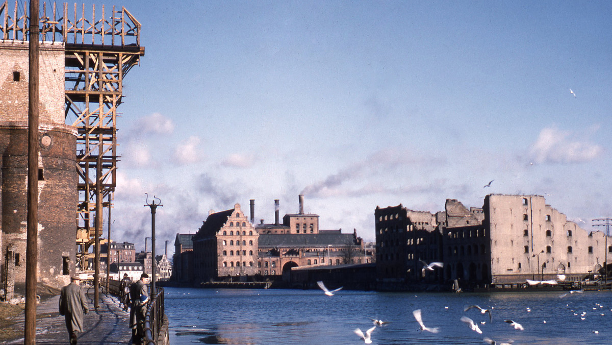 Długie Pobrzeże, Żuraw w odbudowie, Gdańsk, 1956-1960