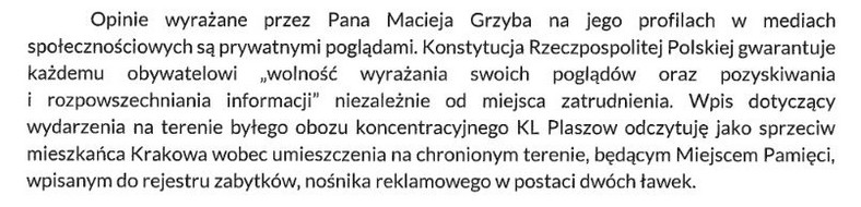 Fragment odpowiedzi prof. Jacka Majchrowskiego