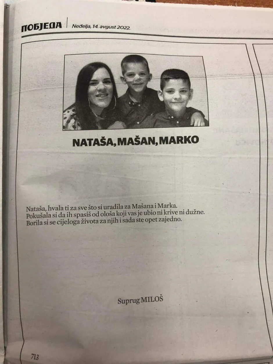 Čitulja supruga Miloša