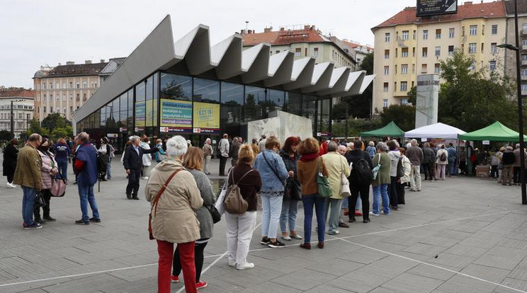 Már az első nap hosszú sorok kígyóztak a szavazósátrak előtt / Fotó: Fuszek Gábor