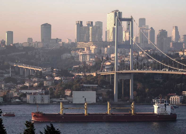 O navă care transportă cereale ucrainene trece prin strâmtoarea Bosfor din Istanbul