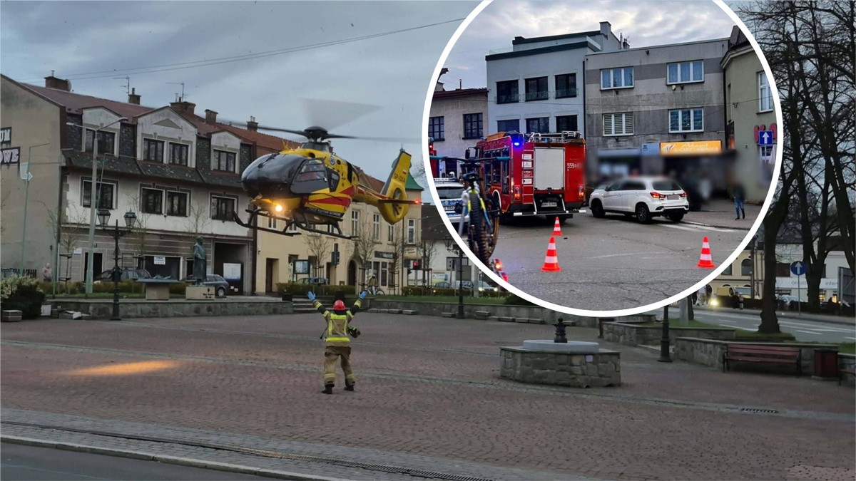Wjechał w czteroosobową rodzinę. Śmigłowiec lądował na rynku